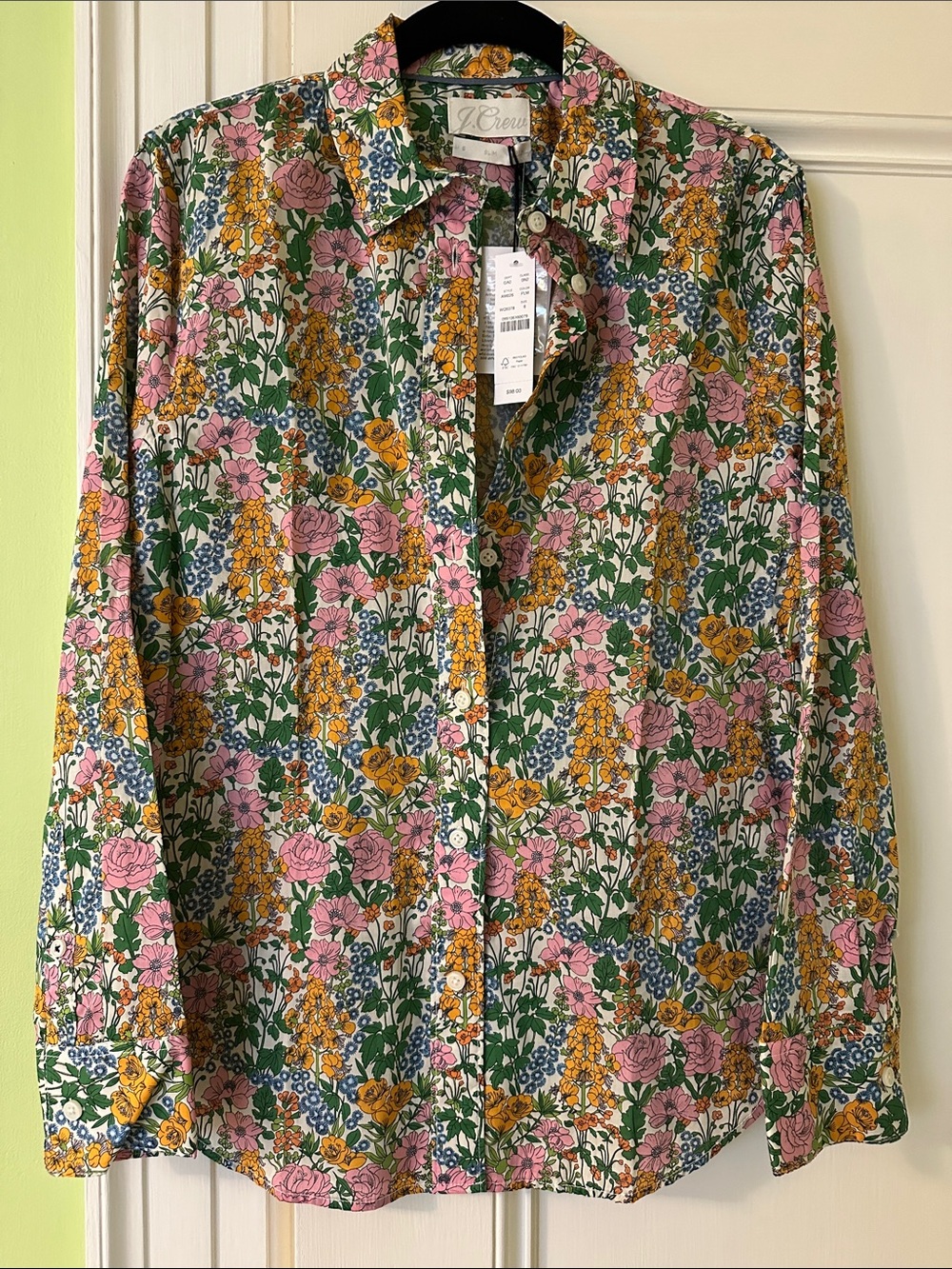 J. Crew Men's Floral Button-Down Shirt - Pink, Green & Gold